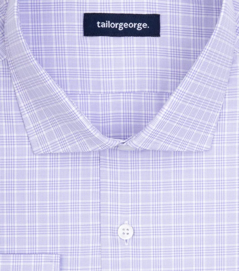 Chemise en popeline à carreaux prince de galles mauves facile à repasser