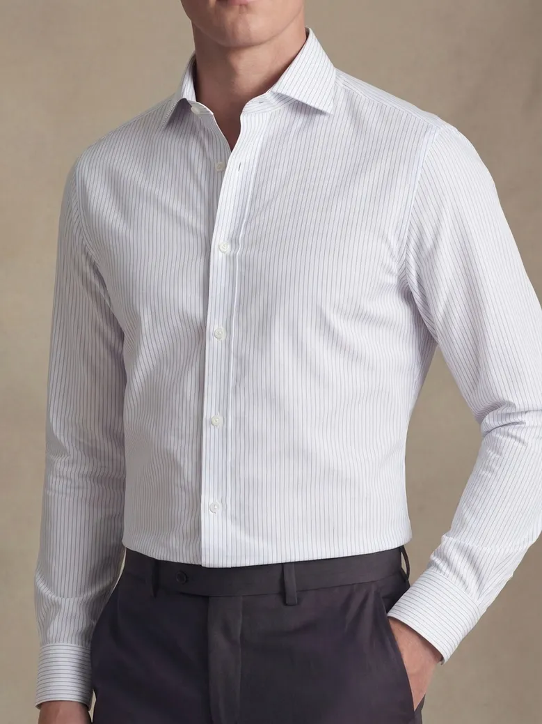 Chemise en popeline à rayures grises facile à repasser