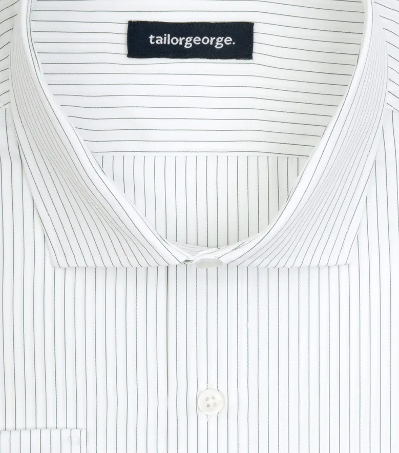 Chemise en popeline à rayures vertes facile à repasser