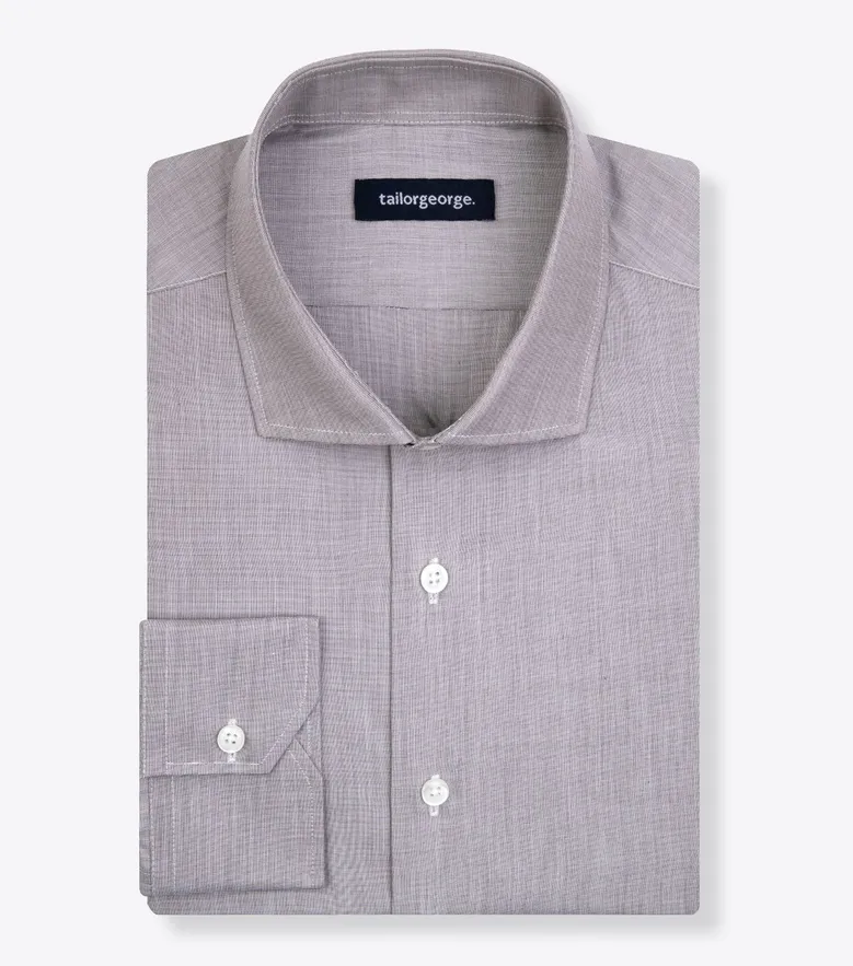 Chemise en fil-à-fil uni marron facile à repasser