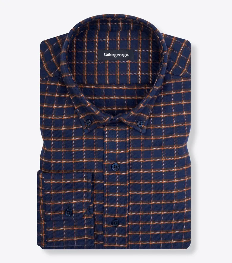 Chemise en flanelle épaisse à carreaux bleu marine