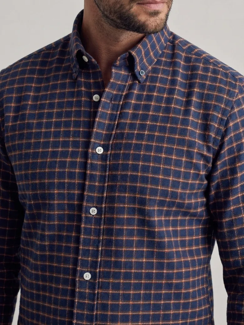 Chemise en flanelle épaisse à carreaux bleu marine