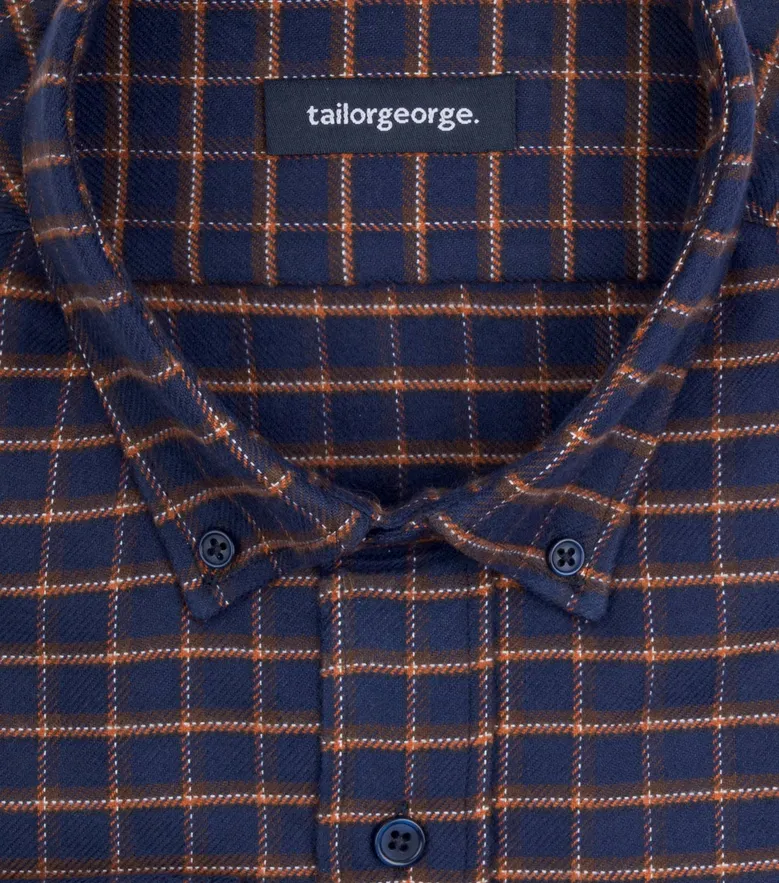 Chemise en flanelle épaisse à carreaux bleu marine