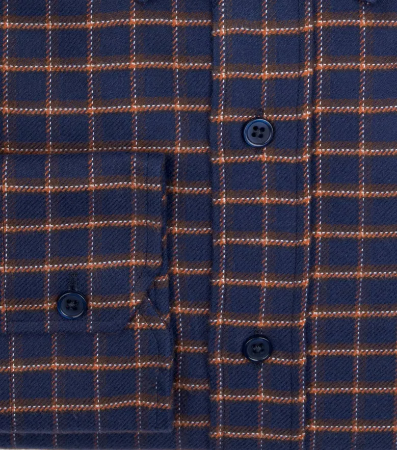 Chemise en flanelle épaisse à carreaux bleu marine