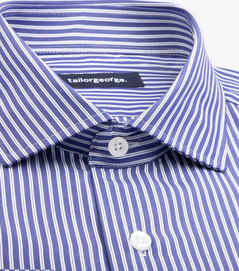 Chemise en popeline à rayures bleu roi facile à repasser