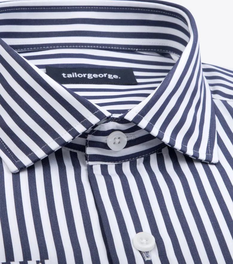 Chemise en popeline à rayures bleu marine facile à repasser