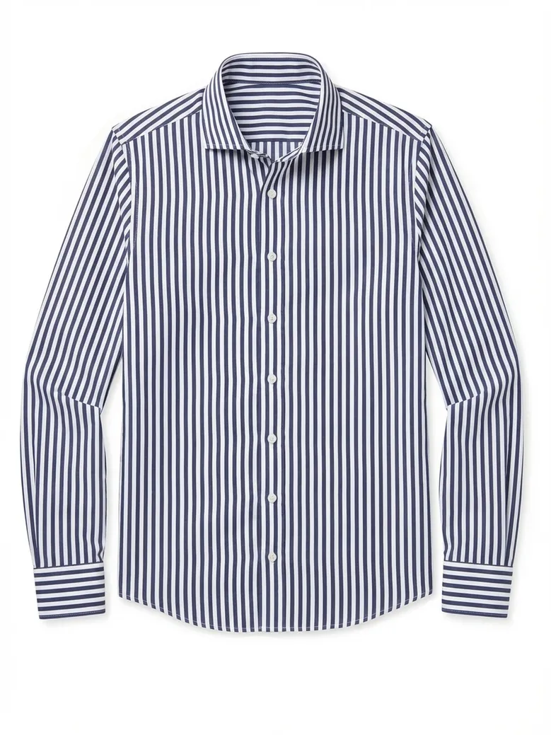Chemise en popeline à rayures bleu marine facile à repasser