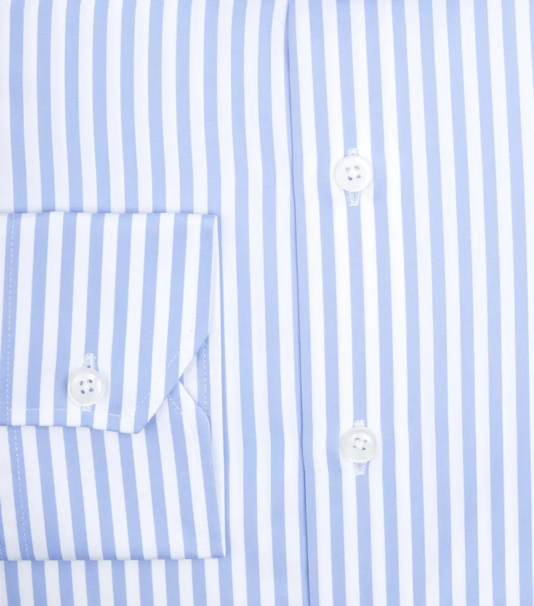 Chemise en popeline à rayures bleu ciel facile à repasser