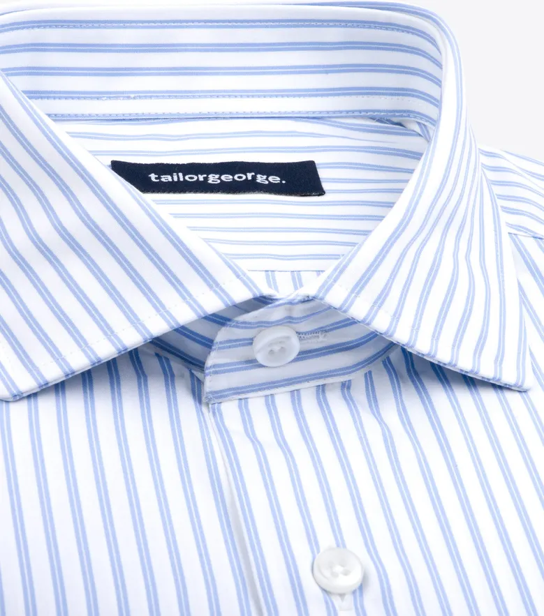 Chemise en popeline à rayures bleu ciel facile à repasser