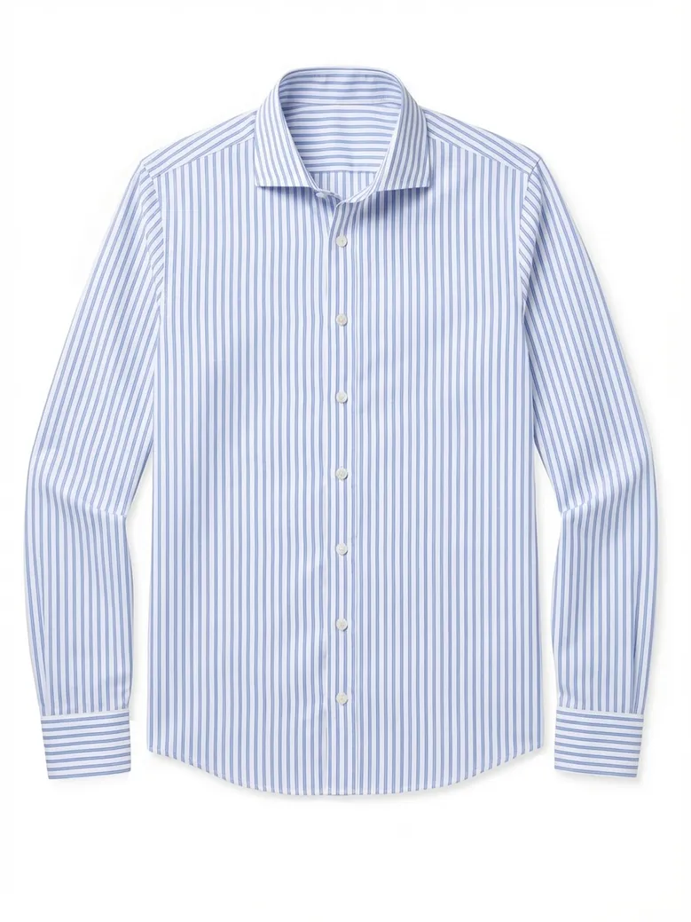 Chemise en popeline à rayures bleu ciel facile à repasser