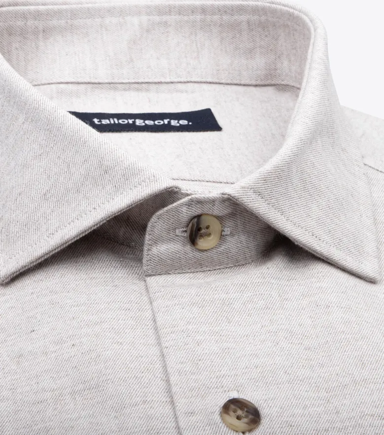 Chemise en flanelle beige uni