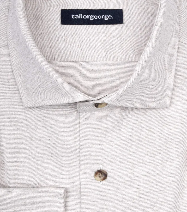 Chemise en flanelle beige uni