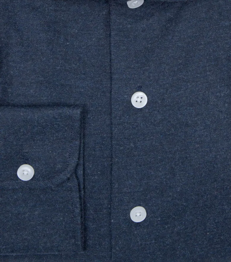 Chemise en flanelle bleu marine uni