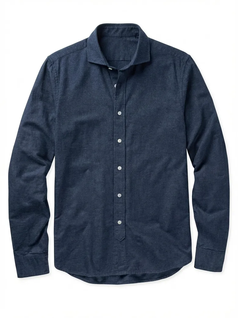 Chemise en flanelle bleu marine uni