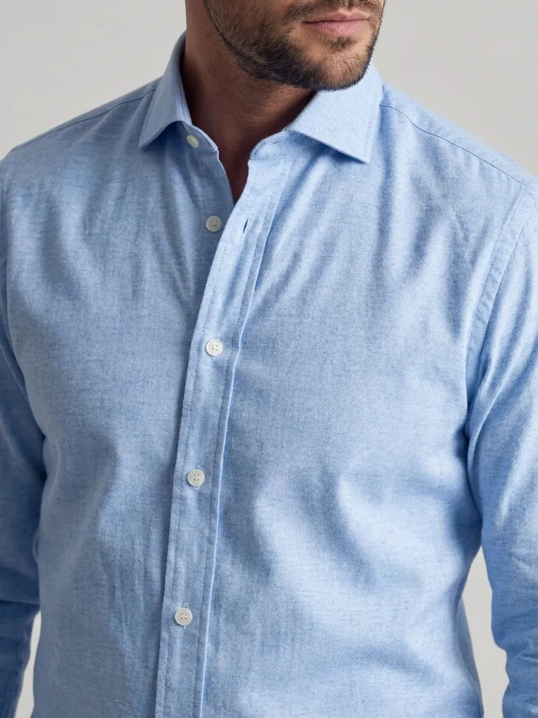Chemise en flanelle bleu ciel uni