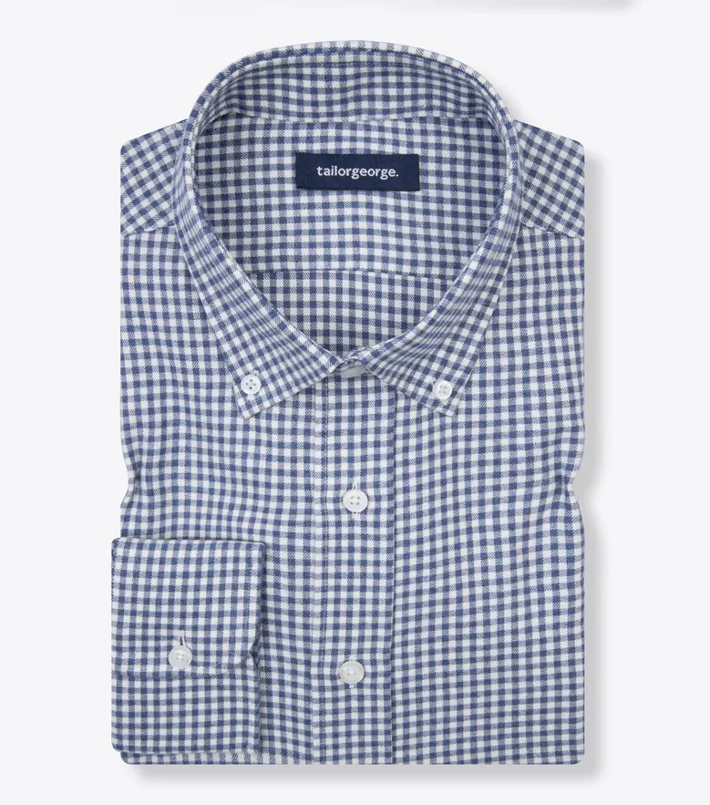 Chemise en flanelle à petits carreaux bleus