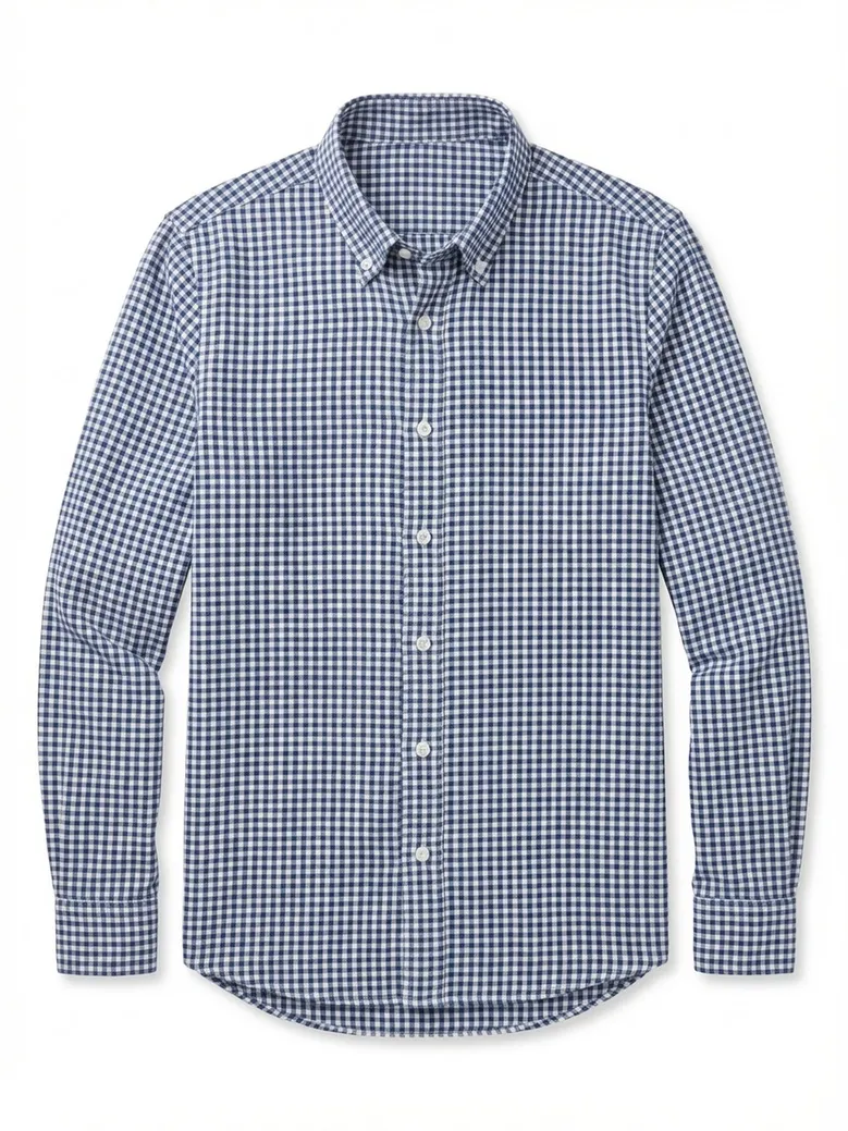Chemise en flanelle à petits carreaux bleus