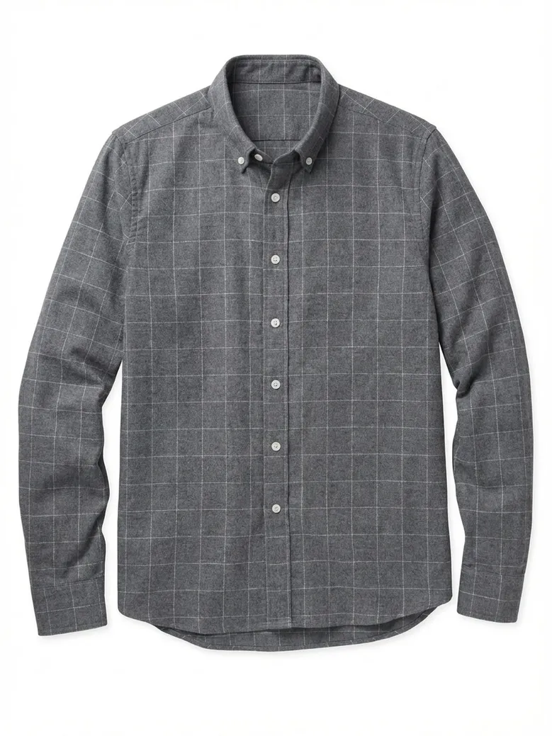 Chemise en flanelle à grands carreaux gris