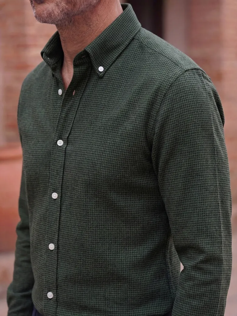 Chemise en flanelle à mini-carreaux verts