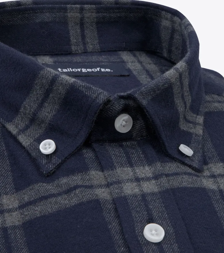 Chemise en flanelle épaisse tartan bleu et gris