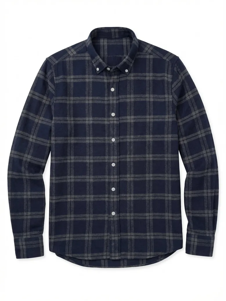Chemise en flanelle épaisse tartan bleu et gris
