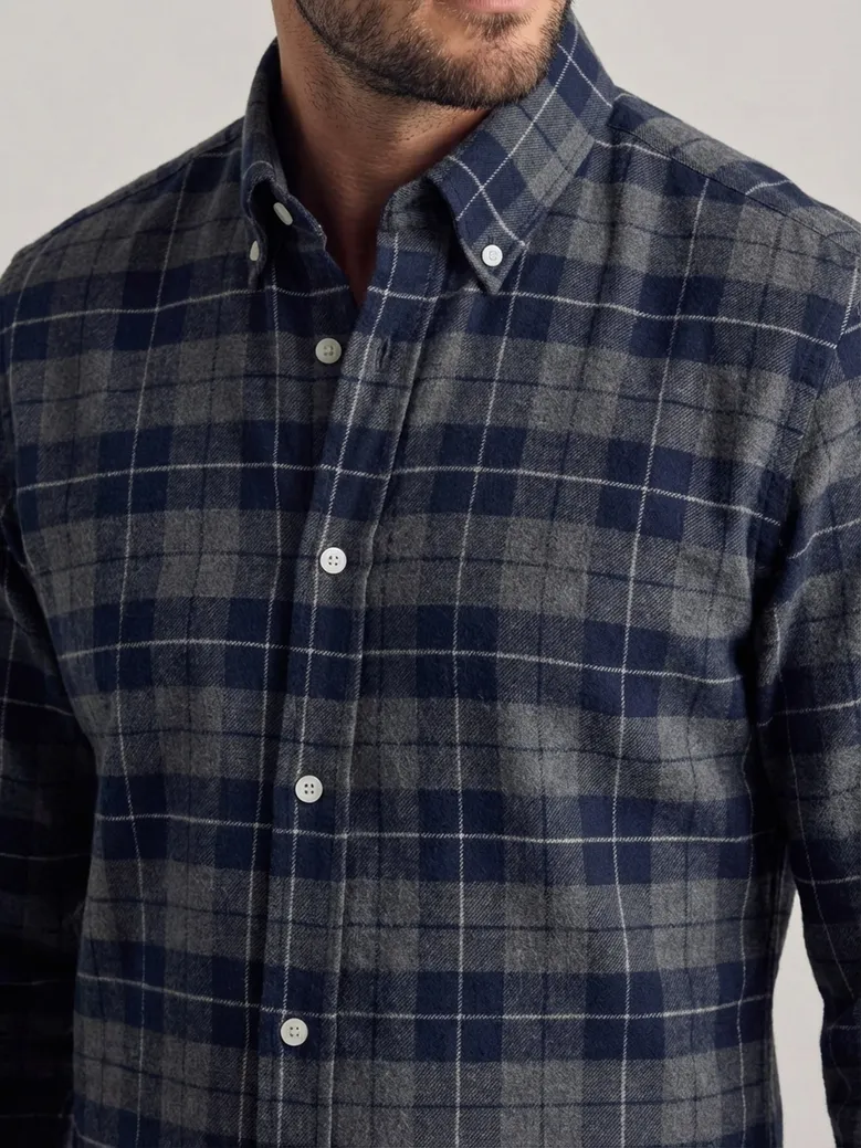 Chemise en Flanelle épaisse tartan bleu et gris