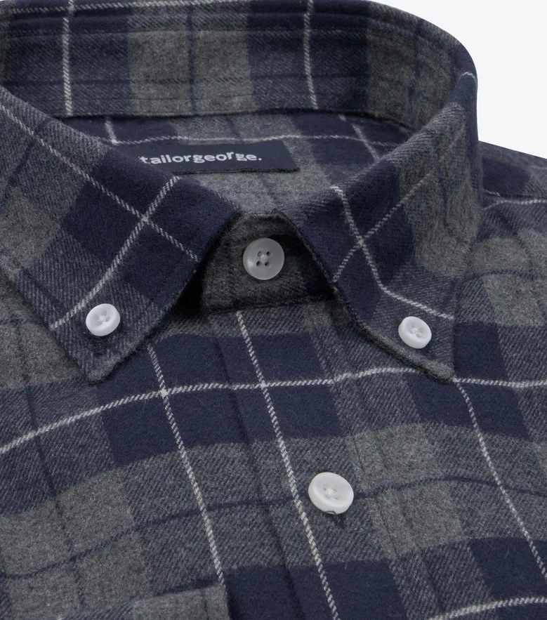 Chemise en Flanelle épaisse tartan bleu et gris