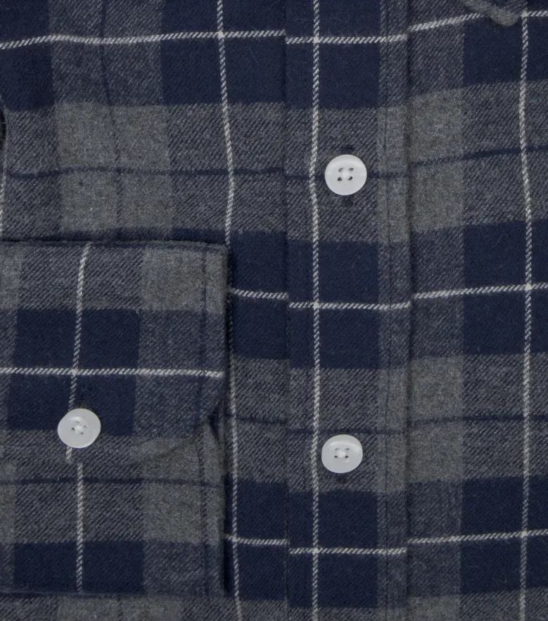 Chemise en Flanelle épaisse tartan bleu et gris