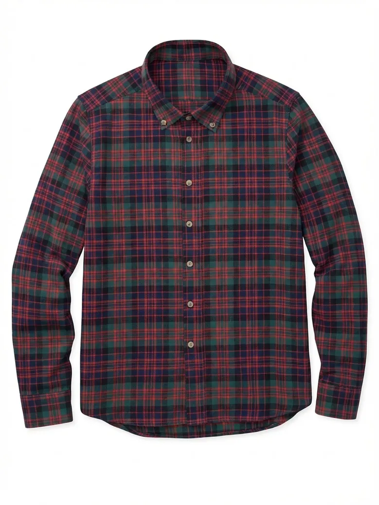 Chemise en flanelle épaisse tartan rouge, vert et bleu