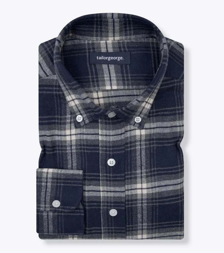 Chemise en flanelle épaisse tartan bleu