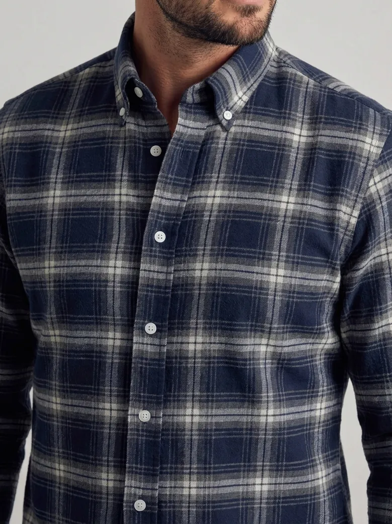 Chemise en flanelle épaisse tartan bleu