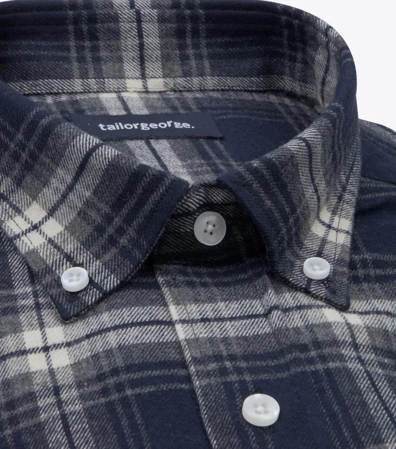 Chemise en flanelle épaisse tartan bleu