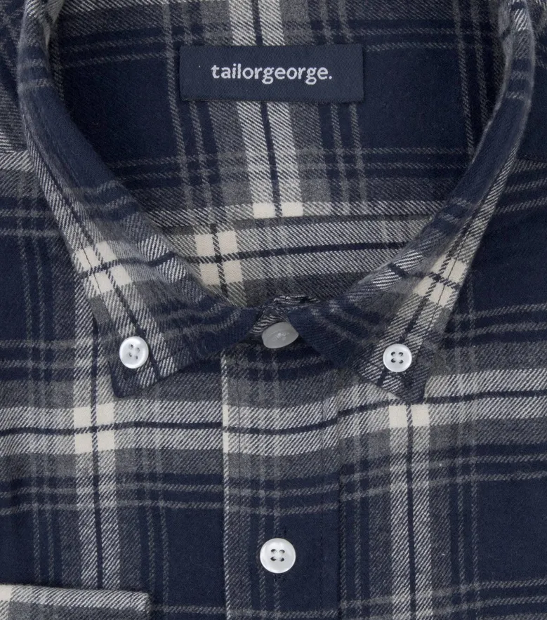 Chemise en flanelle épaisse tartan bleu