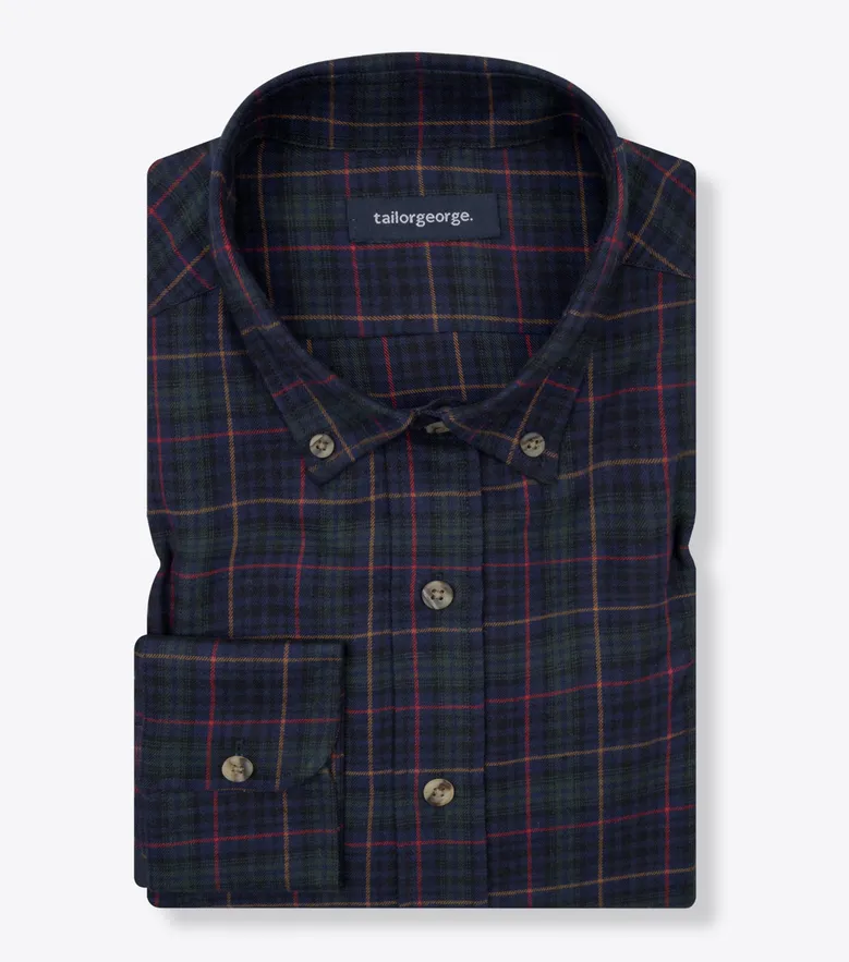 Chemise en flanelle épaisse tartan vert et bleu