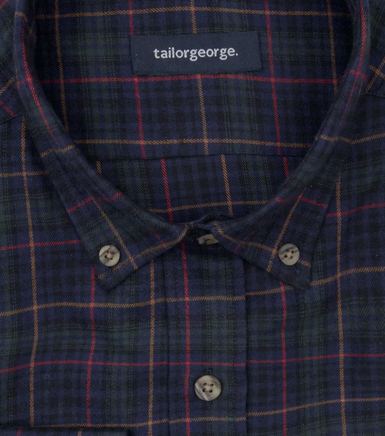 Chemise en flanelle épaisse tartan vert et bleu