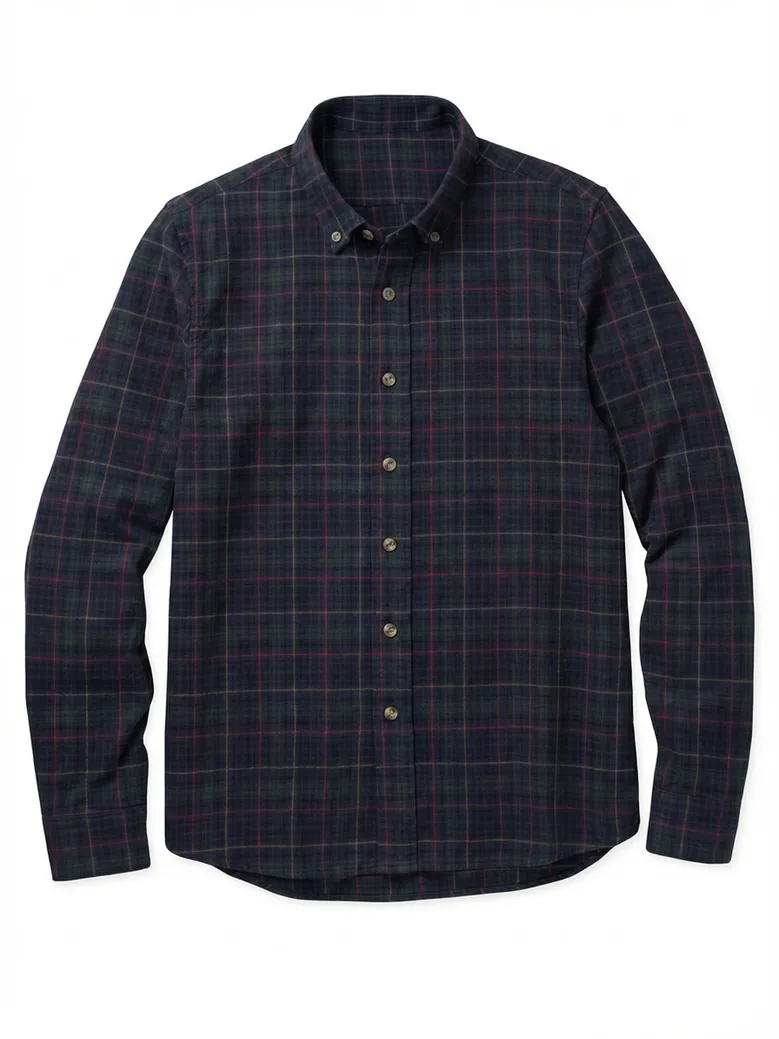 Chemise en flanelle épaisse tartan vert et bleu