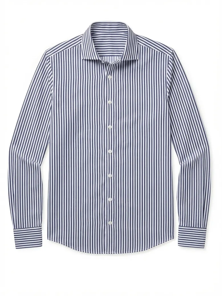 Chemise en twill à rayures bleu marine facile à repasser