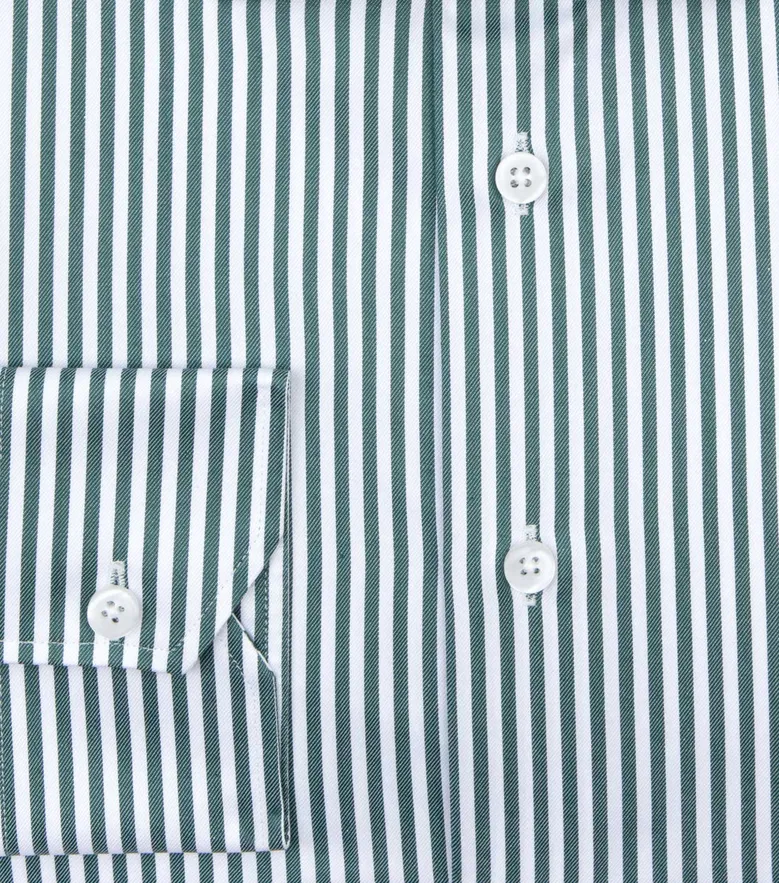 Chemise en twill à rayures vert facile à repasser