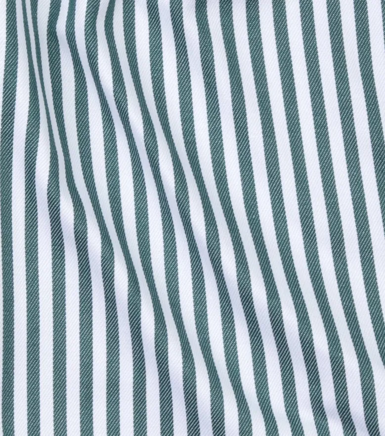 Chemise en twill à rayures vert facile à repasser