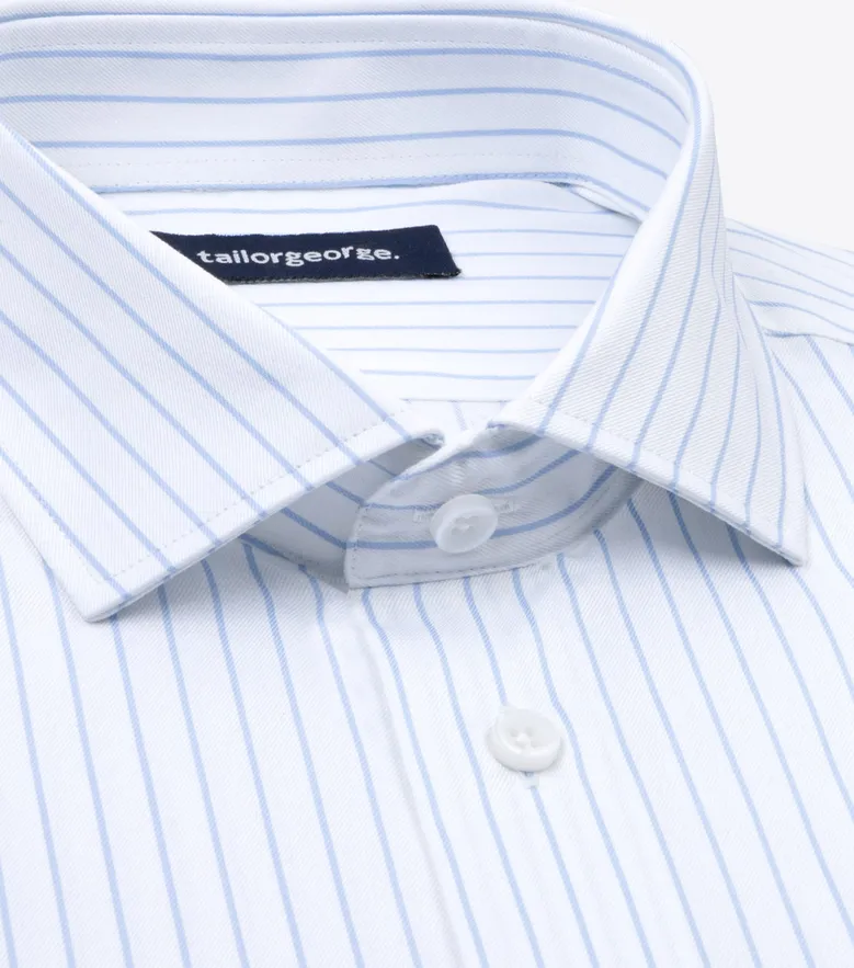 Chemise en twill à rayures bleu ciel facile à repasser