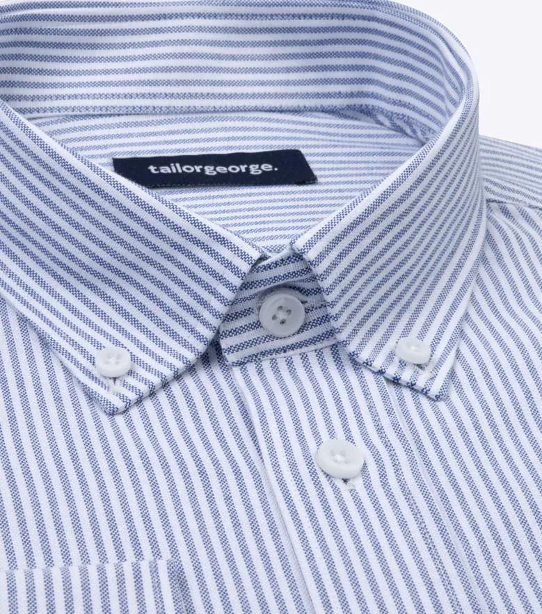 Chemise en Oxford à rayures bleu marine