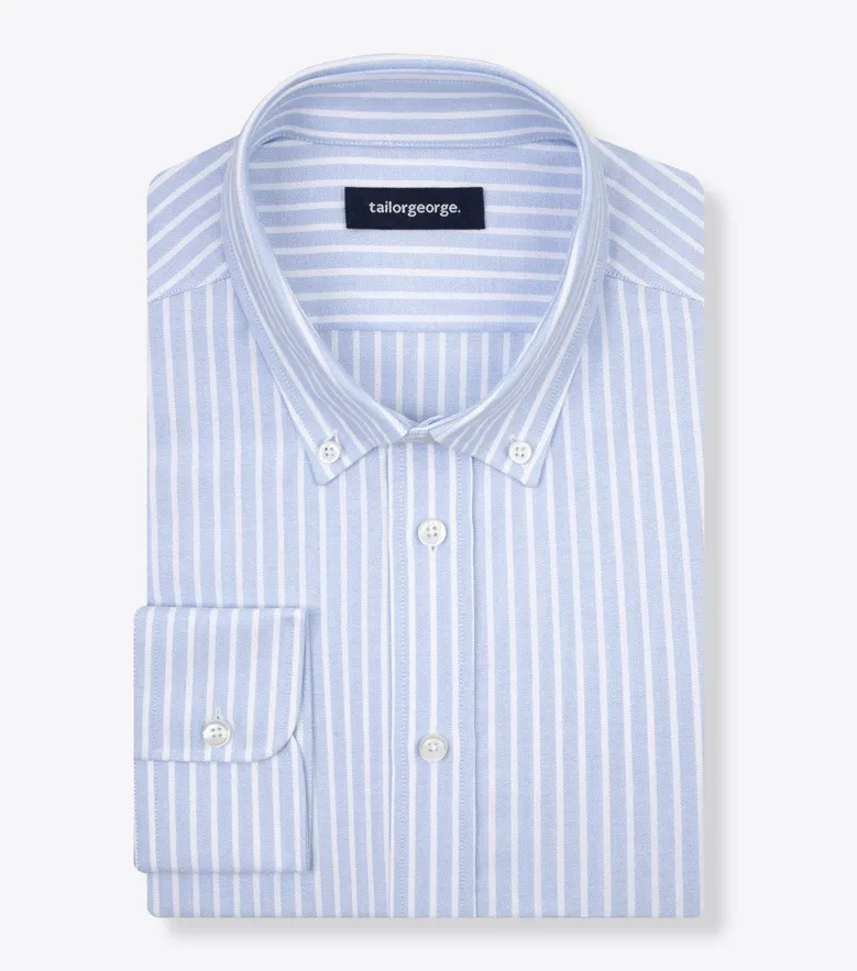 Chemise en Oxford à rayures bleu ciel