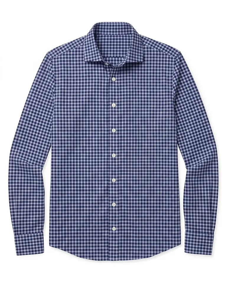 Chemise en twill à carreaux bleus