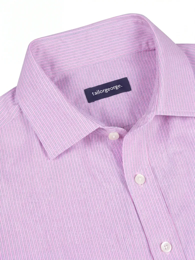 Chemise en fil-à-fil à rayures roses