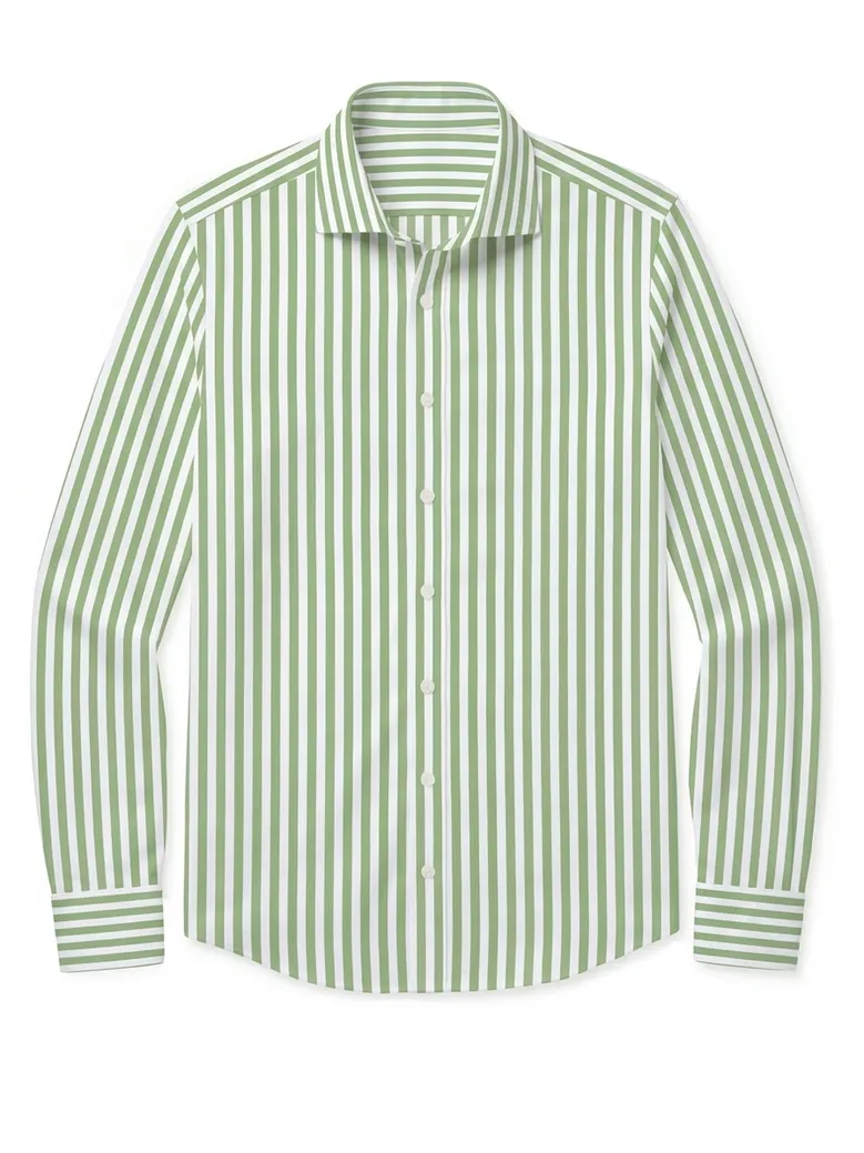 Chemise en popeline à rayures vertes