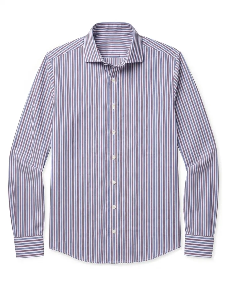 Chemise en popeline à rayures bleues