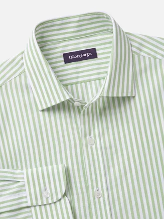 Chemise en popeline à rayures vertes